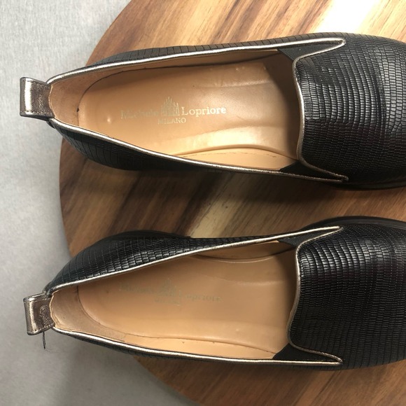 Michele Lopriore Milano Black Lizzard Leather Loafer Size EU 40-US 9 The Cassidy - Picture 10 of 10